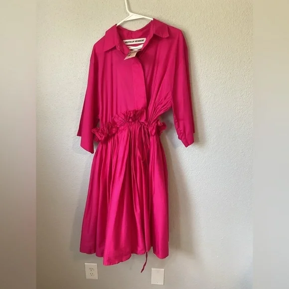 NWT Neithan Herbert Dalia Pink Asymmetrical Dress Size Small Hot Pink - Picture 2 of 11